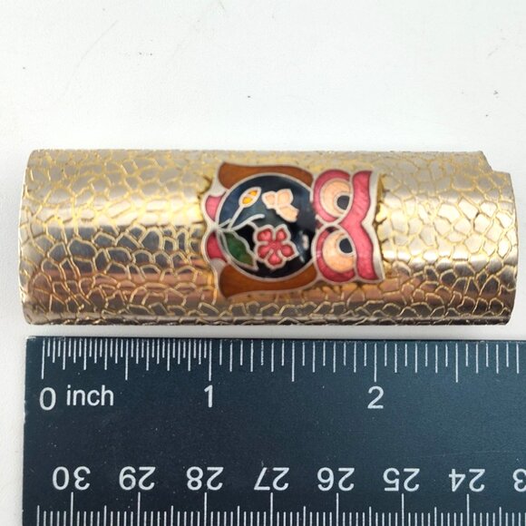 Vintage 1970s Owl Enamel Metal Bic Lighter Case Sleeve Hippie Boho Style - Picture 5 of 6